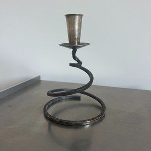 Vintage Mid Century Fisher Silver Plate Spiral Spring Taper Candle Holder